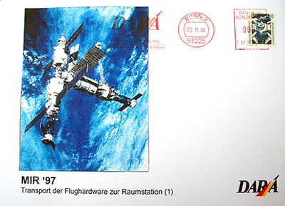 Transport der Flughardware zur Raumstation mit DARA mit DARA Poststempel vom 20.11.1996